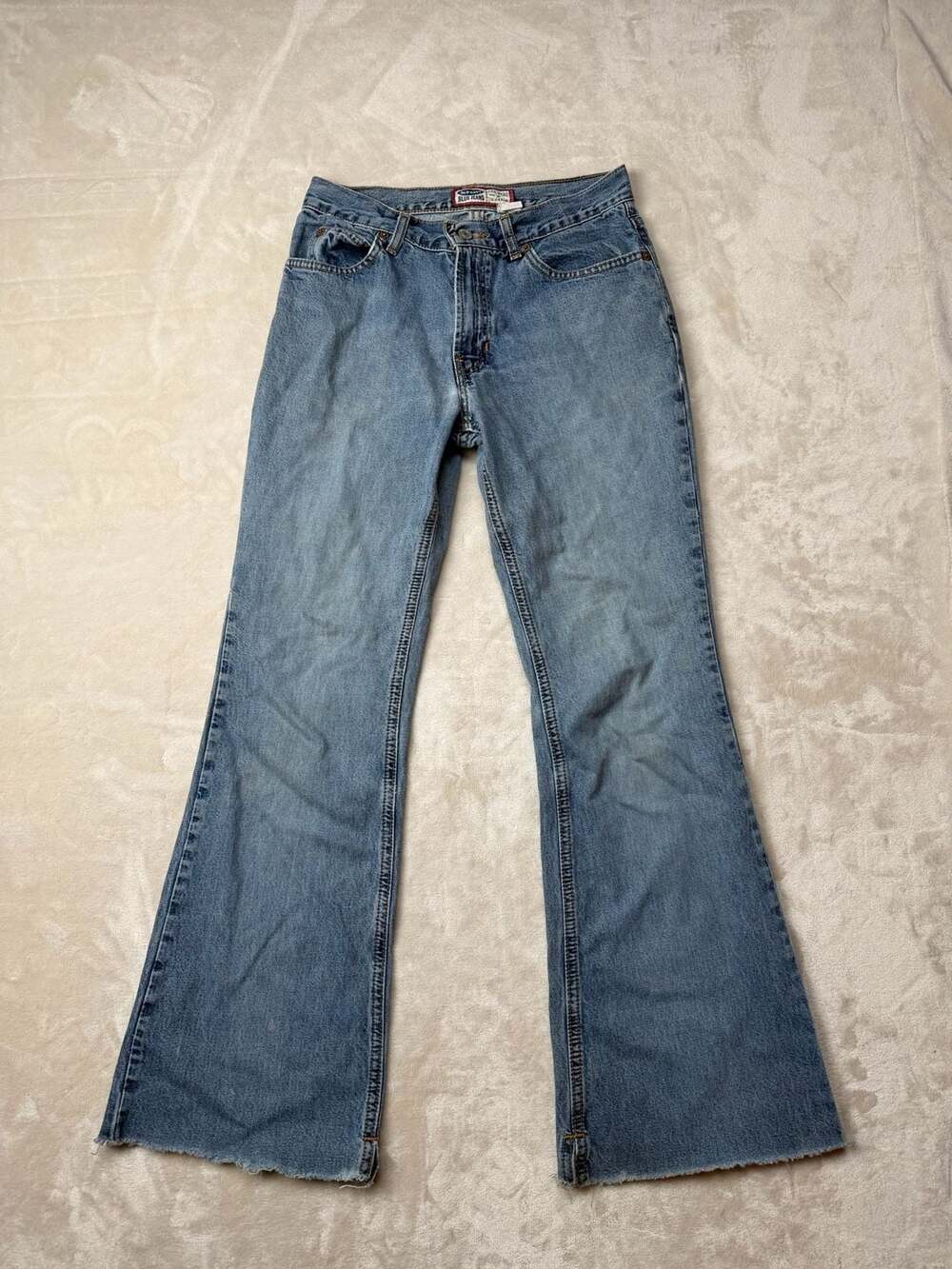 Old Navy Blue Jeans Size 4 Medium Wash Flare Denim Raw Hem